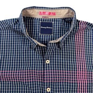 Tommy Bahama 100% Cotton Check Long Sleeve Button-Down Shirt Blue Men's Size‎ XL